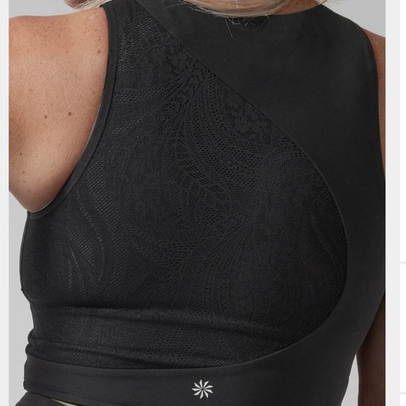 Athleta NWT Conscious Crop Lace, XS, D-DD+ in black with purple lining - Picture 6 of 6